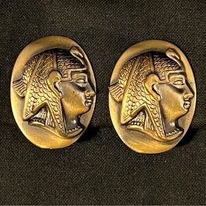 Vintage Brass Cameo Earrings